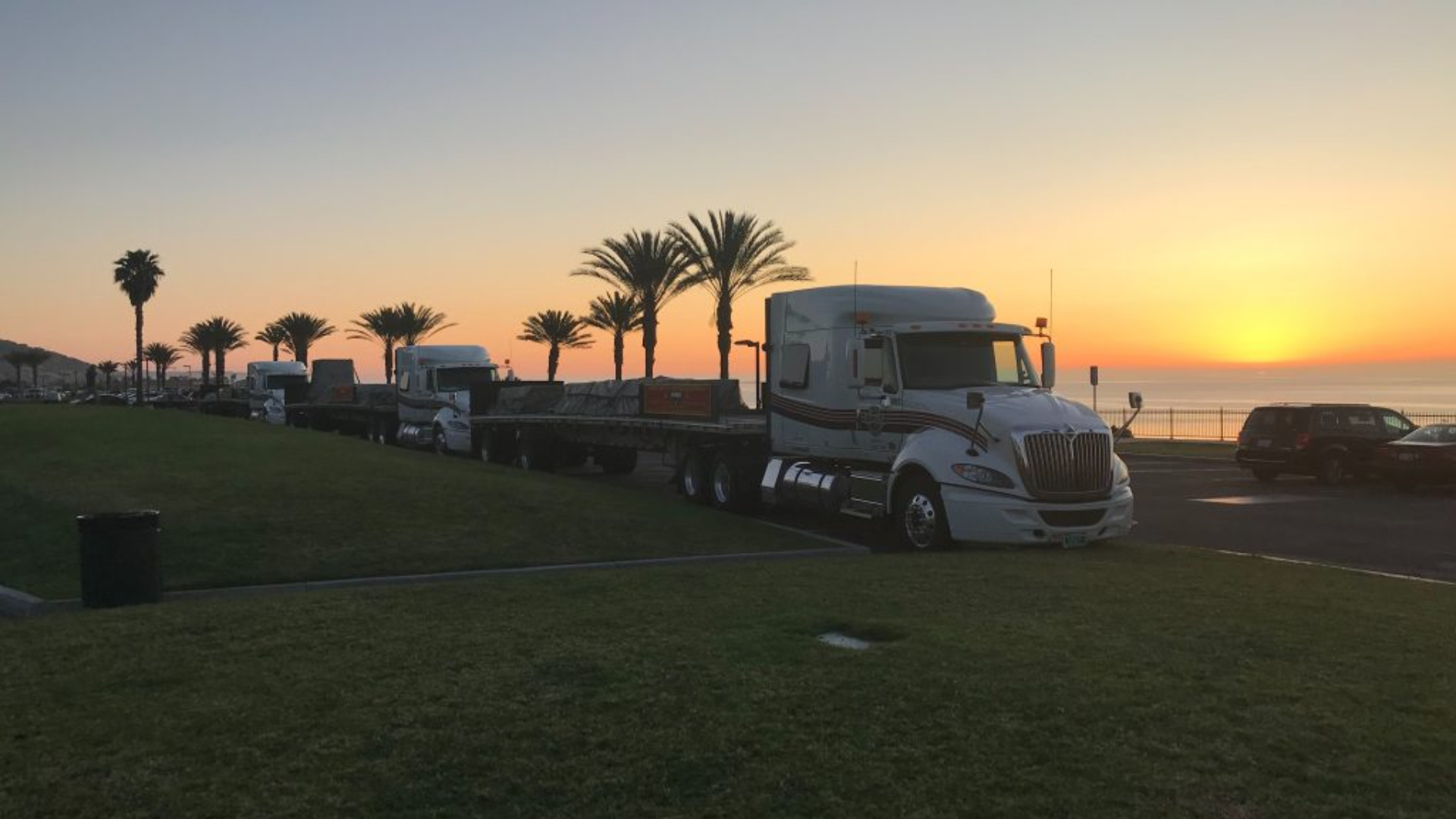 Oversized steel beams on flatbed