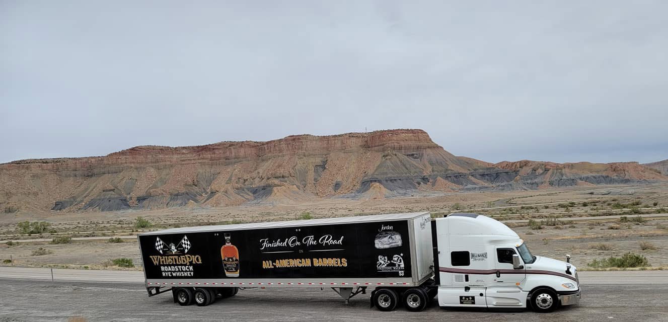 Granite block on flatbed